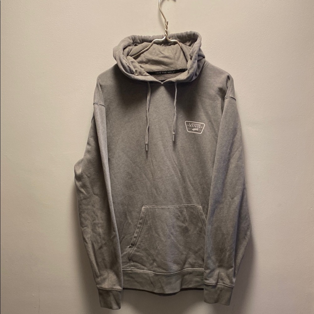 Vans Gray Sweatshirt with Drawstring Hood and Front Pocket